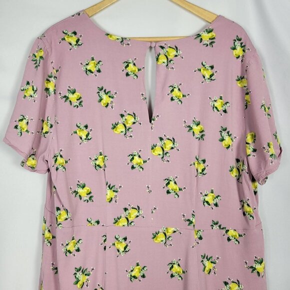 Torrid Midi Challis Dress Lavender, Lemon Pattern, Button Front Size 2x (18/20) - Picture 8 of 14